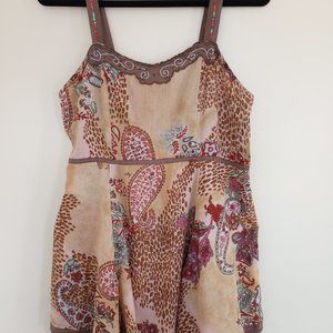 Like New Fancy Flowy Animal Print and Flowered Tank Size M